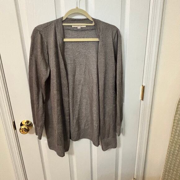 LOFT Sweaters - Loft - Womens - Open Front Silver/Gray Shimmer Long Sleeve  Cardigan - Size Med